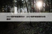 2017俄罗斯联赛积分？ 2017俄罗斯联赛积分榜最新？