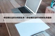 季后赛队伍积分榜排名表（季后赛队伍积分榜排名表最新）