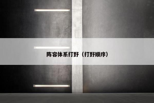 阵容体系打野（打野顺序）